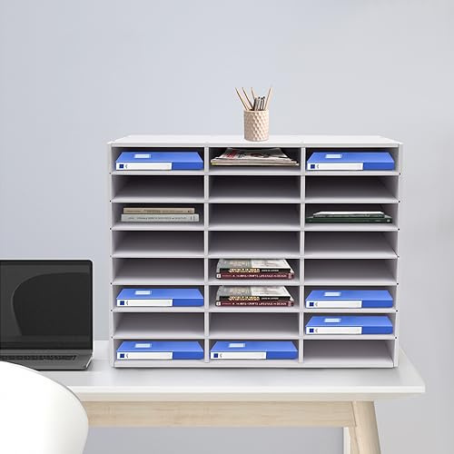 24 FäCher Dokumentenablage Briefablage Schreibtisch Organizer Literatur Datei Rack Postfach Halter Fach Magazin Speicher Schublade FüR BüRo Zuhause Schule Mit Handschuhe Modern Rechteckig Weiß