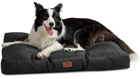 Bedsure Cama Perro Impermeable Grande - 91x68x10 cm Colchón Perro Lavable, Cojín Perro Antipelo y Suave, Negro Oscuro, L