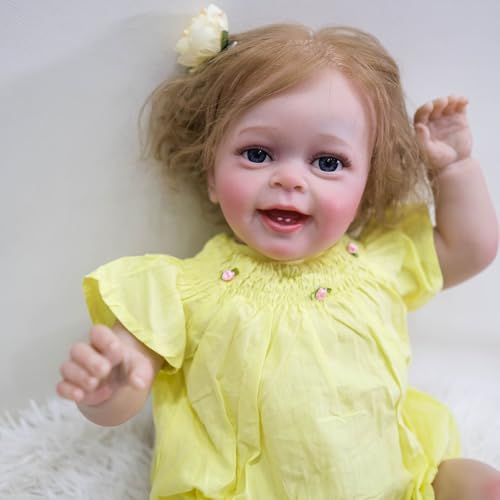 YIHANGG Reborn Baby Puppe Körper aus Stoff Reborn Kleinkind Puppe Mädchen 60cm 24Zoll 3D Haut Prinzessin Bebe Rote Klamotten Geburtstag Geschenk Anziehen
