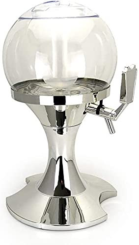 WHITEUQ Distributeur de Boissons, Distributeur de bière, fût de bière, Machine à Boissons, Tour de bière sphérique de 3,5 L avec Tube à Glace (Argent 19,5 x 25,5 x 41 cm)