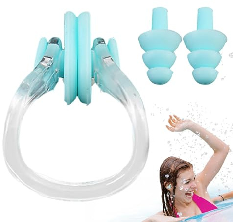 Gkumgwo Tapones para los oídos de natación para niños, clip de nariz para nadar impermeable, tapones ergonómicos e impermeables, cómodas cubiertas para los oídos para nadar para niños y niñas