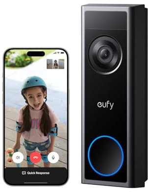 eufy Security Video Doorbell Camera C31, 2K FHD Battery or Hardwire Powered(16~24V), Easy to Install, Quick-Release Battery, Live Video Call, 24/7 Recording(Wired), Human & Motion Detection