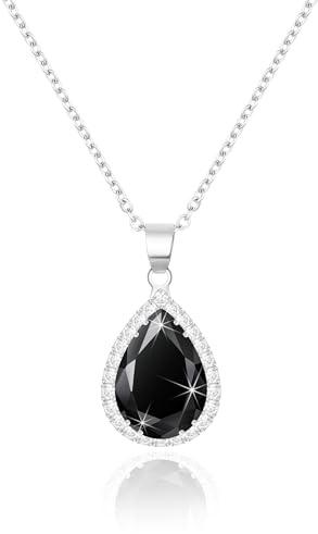 Linawe Anhänger Kette Halskette Damen, Simulierter Diamant Geburtsstein Kettenanhänger Kristall Damenkette, Schmuck Set Modeschmuck Erhältlich in Gold-, Roségold- und Silbertönen