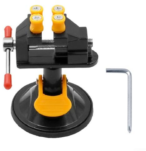 Saugnapf-Schraubstock, Aluminiumlegierung, drehbarer kleiner Schraubstock, Mini-Walnuss-Spannwerkzeug für Schwenkarbeiten, 30 mm Saugnapf-Schraubstock, Tischklemme (schwarz)