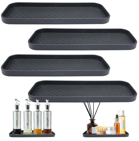 WhizNook 4 Pièces Organizadores para Fregadero de Silicona, 23x9 cm Soporte Estropajo Fregadero, Organizador de Esponja de Silicona para Fregadero, Organizador Fregadero para Cocinas y Baños