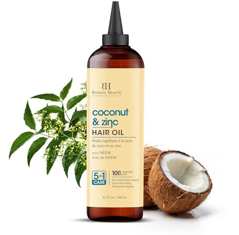 Botanic Hearth Coconut & Zinc | 6.7 Fl Oz (198 ml) | Scalp Treatment for Hair Loss, Dry & Frizzy Hair Repair, Deep Nourishing Oil for All Hair Types | 100% Natural and Vegan