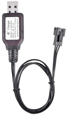 Qsvbeeqj Avanzato 6.4V Ricarica SM3P 600mA Batteria Cavo di Ricarica Con Protezioni Sicure Per Ingegneria Veicolo Giocattolo Auto Nero