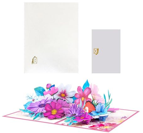 Einzigartige Gesang Blume Papier Karte Faltbare Grußkarte für Geburtstage Hochzeiten Handgemachte Faltkarte mit Umschlag