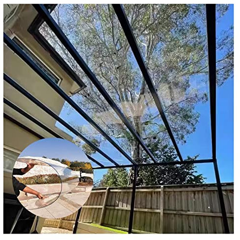 Clear Polycarbonate Plastic Sheet for Pergola Roofing Durable Greenhouse Canopy Cover Easy to Cut & Bend Waterproof Panels 1.2mm Thickness Size 1.56x16m