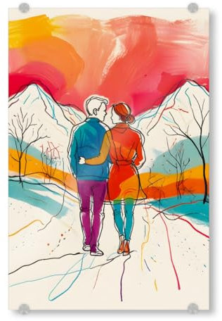 artboxONE Acrylglasbild 30x20 cm Reise Bergromantik Bild hinter Acrylglas - Bild Berg Berg farbenfroh