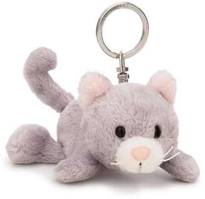 Nyckelring, katt, 10 cm, grå, lojal följeslagare för ryggsäck eller väska, nyckelhållare för små och stora, 62133