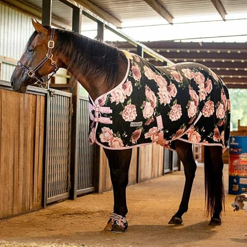 Jeffers Expression Fleece-Kühler für Pferde, Standard-Hals, Rosengarten, 221 cm, Pferdedecke, feuchtigkeitsabsorbierend, leicht, ideal zum Trocknen, Training, Baden, verstellbare Bauchbänder