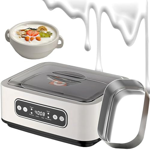 Yaourtière Automatique 1600 ML avec minuterie de 36 Heures, contrôle de la température, écran LED, Nettoyage Facile, pour des Desserts Frais et sains Without Cup
