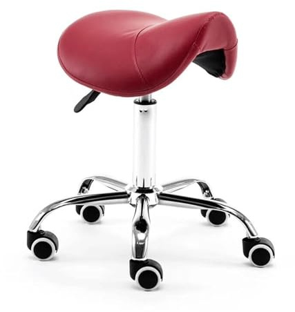 JAVPTAV Sattelhocker mit Rädern, Ledersattelhocker, Rollstuhl, bequem, 48,3–58,4 cm hoch, for Klinik, Zahnarzt, Spa, Massagesalon, Studio
