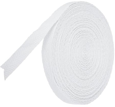 TA-VIGOR Cotton Twill Tape Ribbon 10mm, 10 Yards Bias Binding Tape Bunting Tape Soft Natural Herringbone Webbing Tape Roll for Sewing Dressmaking Gift Wrapping DIY Craft, Milk White
