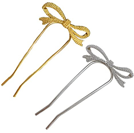 PACKOVE 2 Piezas Horquillas U Forma para Mujer Adornos para Cabeza con Diseño de Lazo Accesorios Decorativos para Peinados