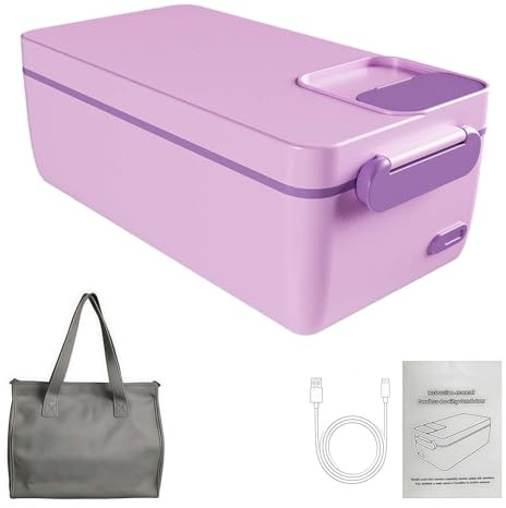 Contenitore per il pranzo elettrico riscaldato, ricaricabile, grande capacità da 1 l, con borsa termica, senza fili, autoriscaldante, per dormitorio da ufficio, colore verde chiaro