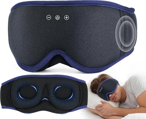 LC-dolida Bluetooth Schlafmaske mit Kopfhörern, Komplettes Blackout & Weich | Weiches 4D-Gewebe,Leichtes 3D Augenmaske Schlafbrille Schlafkopfhörer, HiFi-Sound,Einstellbarer Riemen,15-Stunden-Akku
