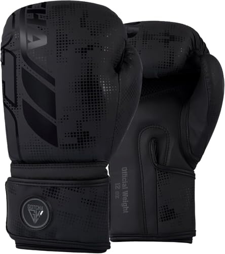 GotchaKart Boxing Gloves - MMA Pro Training Sparring Black Gloves – Men Women Muay Thai Kickboxing Training Mitts, 8oz, 10oz, 12oz, 14oz & 16oz Maya Hide Leather Gloves (8 OZ)