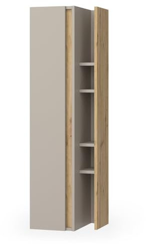 Vicco Badschrank Edelin, Cashmere, 35 x 120 cm | mit 4 offenen Ablagefächern, wandhängend zur flexiblen Montage im Badezimmer