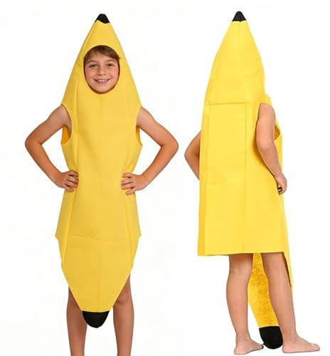 KBSICWO Disfraz de Plátano, Atractivo Disfraz Plátano, Túnica en Forma de Banana, Disfraces Fruta para Niño y Niña Fiesta Cosplay Halloween Carnaval (Amarillo)