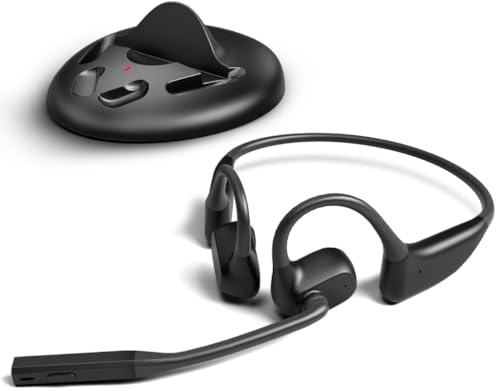 Avantalk Lingo N21 - Auriculares inalámbricos de Oreja Abierta con Micrófono de Filtro de Ruido y Base de Carga, Cascos Bluetooth para PC, Ordenador y Teléfono, Ligeros