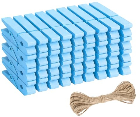 jijAcraft Baby Blue Wooden Pegs:7.2CMx50PCS Clothes Pegs for Washing Line | Wooden Washing Peg, Strong Laundry Peg for Arts and DIY Crafts, Hanging Photo, Socks, Baby Clothes