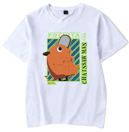 Chainsaw Man Merch Anime Character Prints T-Shirt, Cotton, White and Black Colours Available Short Sleeve for Men Women