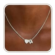 SLOONG 925 Silber Buchstaben Kette für Mädchen Damen - Geschenke Teenager Buchstaben A-Z Kette mit Herz Anhänger, Namenskette Geschenke Halskette für Frauen