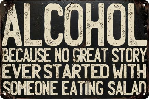 Vintage Beer Drinker Alcohol Metal Sign,Retro Bar Tin Sign,Wall Aesthetics and Decor for House Kitchen Bar Man Cave Wall Decor Room Restaurant Shop Office 8x12 Inches (alcohol)