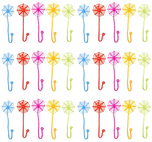 PYRUVAE 30 Piezas Telarañas Pegajosas para Niños, Manos Locas de Colores, Regalos Cumpleaños Niños Colegio, Detalles para Invitados, Juguetes Relleno Piñata y Hora Locac (4 Colores)