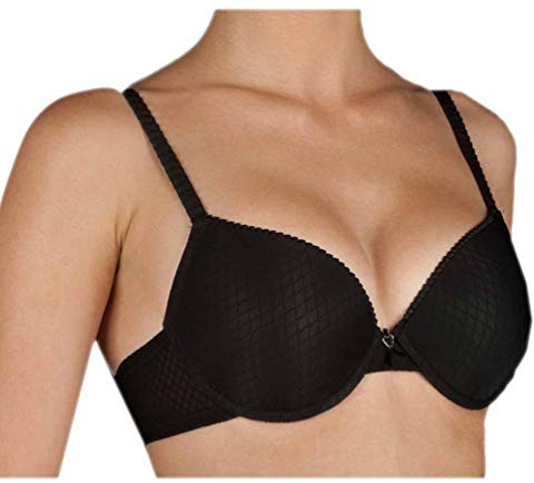 Selene, Reggiseno Donna a Balconcino, con Ferretto e Coppe Push-Up in Tessuto, Motivo a Nido d'Ape, Collezione Sonia, Colore Nero, Taglia 3B