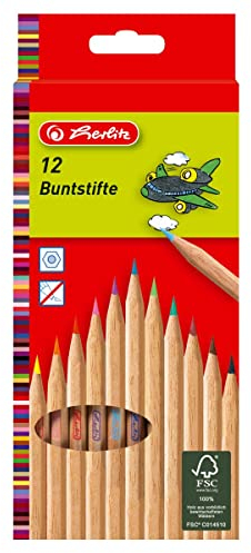 Herlitz 8660086 Buntstifte 12er Naturholz FSC