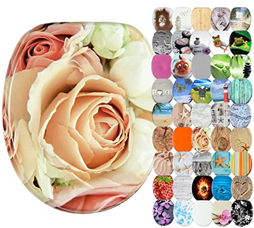 Sanilo WC Sitz ohne Absenkautomatik, viele neue Toilettendeckel zur Auswahl, hochwertige Oberfläche, stabile Scharniere, leichte Montage (Rosa Rose)