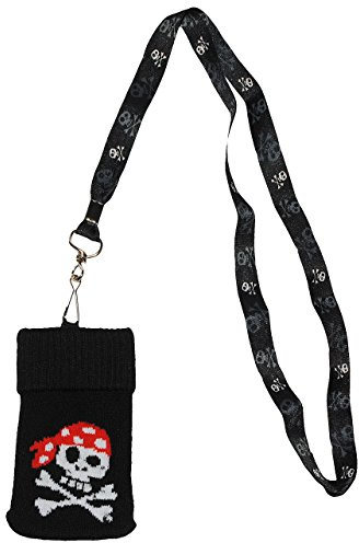 alles-meine.de GmbH Handytasche/Handysocke - Pirat - mit extra Anhänger Band und Karabiner - für Handy - Telefon - Kinder/Jungen - mit Schlüsselanhänger - Piraten Schatzinsel..