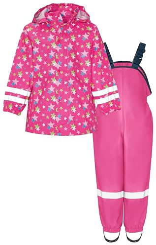 Playshoes Apparel regnset ofodrade tvådelade regnbyxor regnjacka regnkläder, ROSA, 80