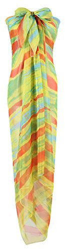 PB-SOAR XXL Damen Bunt Streifen Sarong Pareo Strandtuch Wickelrock Wickeltuch Schal Halstuch Stola (Farbe 3)