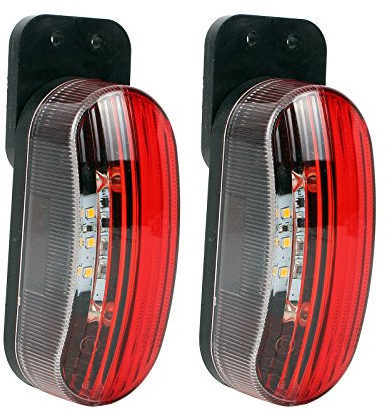 Umrissleuchte LED 12v Begrenzungsleuchte 2er Set rot/weiß 98x42x38 mm, 12/24 Volt, 2 Watt, 6 LED für Wohnmobil, Wohnwagen und Anhänger