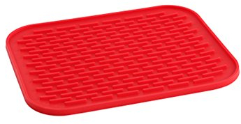 Multifunktions Küchen Arbeitsplatten Silikon Spüle Abtropfmatte Abtropfmatte Abtropfgestell Matte Pad Zubehör rutschfestem anti-hot Rechteck 30 x 24 cm rot