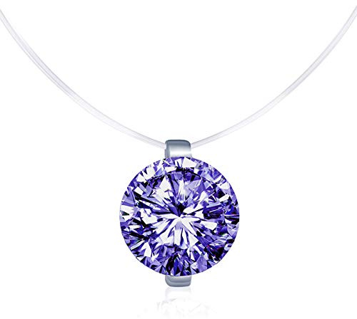 Unendlich U Unsichtbare Halskette für Damen, elegant, Solitär mit Zirkonia, Nylonfaden, transparent