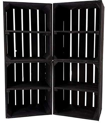 6x Vintage-Möbel 24 große neue schwarze Obstkiste 50cm x 40cm x 30cm Apfelkiste Schuhregal Holzregal Weinkisten Bank Kisten Balkon Holzkisten Regalsystem massiv