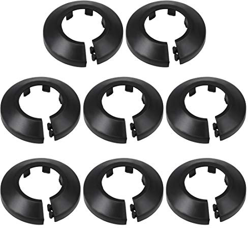 sourcing map 32mm Pipe Cover Decoration PP Plastic Water Pipe Escutcheon Black 8pcs