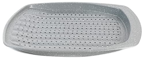 Salter BW08473G Marblestone 38 cm Plateau à Frites au Four, Plaque de Cuisson avec Surface Antiadhésive Effet Marbre, Chip Tray, Acier au Carbone, Sans PFOA, Passe au Four Jusqu'à 220°C/Thermostat 7