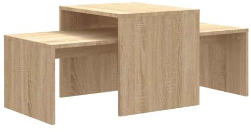 vidaXL Juego de Mesas de Centro Auxiliar Mesita de Salón Lateral Teléfono Té Café de Sofá Hogar Sala de Estar Contrachapada Roble Sonoma 100x48x40 cm