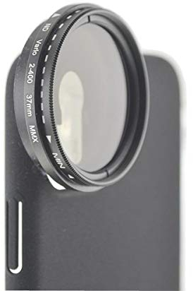 System-S ND Vario Filter 37 mm Neutral Density Filter Black with Case for iPhone 12 Pro Max