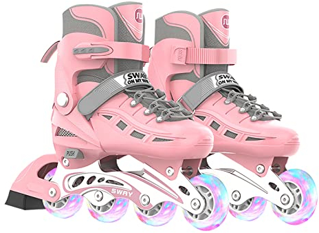 OLYSPM Inline Skates Inliner Damen,Inline Skates Herren,größenverstellbare Inliner,Vollständig schützende Hülle,Größe 26–40,LED Inline-Skates