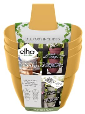Elho Vibia Campana Vertical Forest 21 - Übertopf für Balkon & Außen - Ø 20.7 x H 29.7 cm - Gelb/Honig Gelb