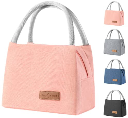 WUWYOUWL Lunchtasche, tragbar, tragbar, aus verdickter Aluminiumfolie, wasserabweisend, thermisch, auslaufsicher, Organizer (Rose)