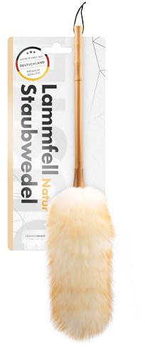 ChemicalWorkz Lambswool Duster | Lammfell-Staubwedel, Mikrofaser-Lammfell-Staubwedel mit ergonomischem Holzgriff | Für die professionelle Auto Reinigung