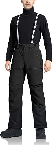 Pioneer Camp Pantalon Ski/Snowboard pour Homme-Imperméable-Isolant-Guêtres Pare-Neige-Bretelles Amovibles pour Hiver Noir XL
